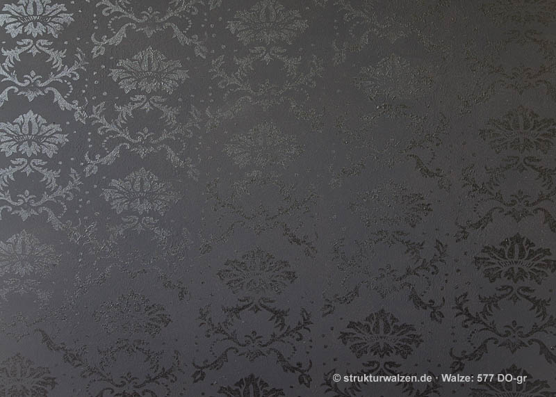 black wall with pattern in black lacquer
