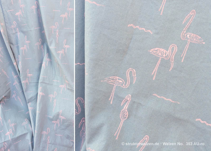 print on fabric with flamingos